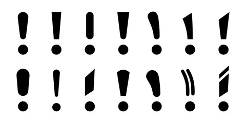 Pack de iconos de signos de exclamación. Alertas, advertencias, énfasis, notificación y atención visual. Diseño vectorial lineal