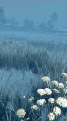 Peaceful Winter Meadow At Night