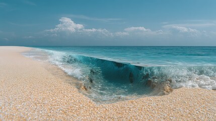 Tranquil Turquoise Waves On Sandy Beach