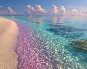 Colorful Tropical Beach Scene With Pastel Water