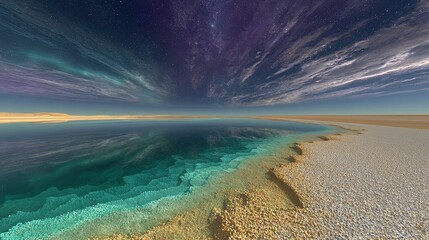 Starry Night Desert Beach Landscape