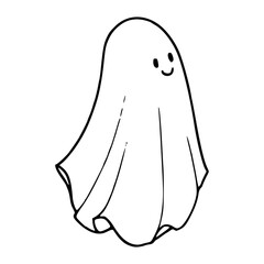 simple hand drawn ghost outline icon isolated on white background
