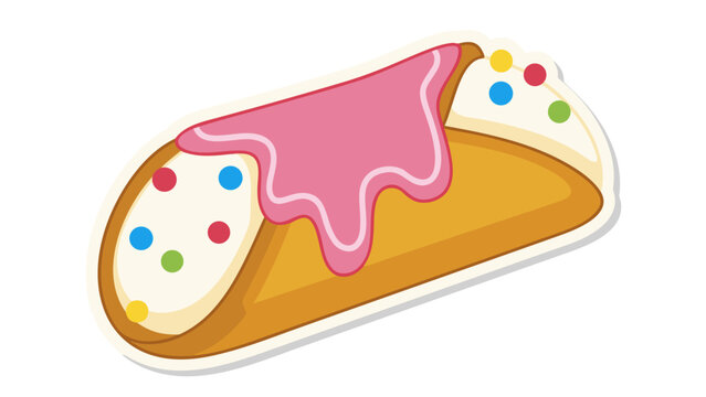 Sweet Cartoon Cannoli with Pink Icing and Sprinkles