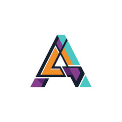 Abstract geometric letter A vector illustration