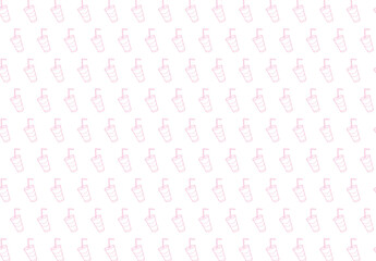 ストロー付きドリンクカップをモチーフにした親しみやすいフードイラストパターン｜カフェや飲食店デザインに使いやすいシームレス背景素材