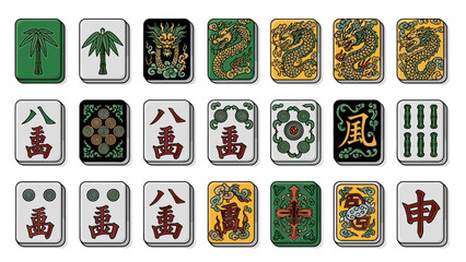 Collection of mahjong tiles