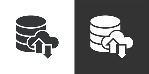 Cloud Database Synchronization icon. Solid glyph series icon
