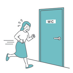 トイレに駆け込む女性のイラスト（腹痛・下痢・便意）