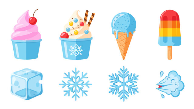 Colorful ice cream icons set