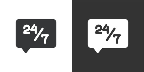 24/7 Support icon. Solid glyph series icon