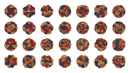 Colorful floral patterns arranged in a grid