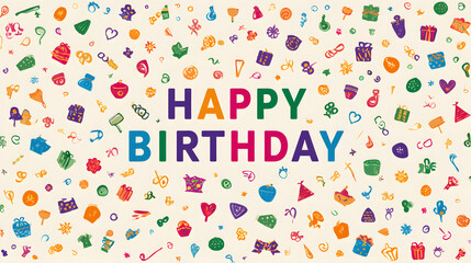 Colorful vibrant vector Happy Birthday with pastel design