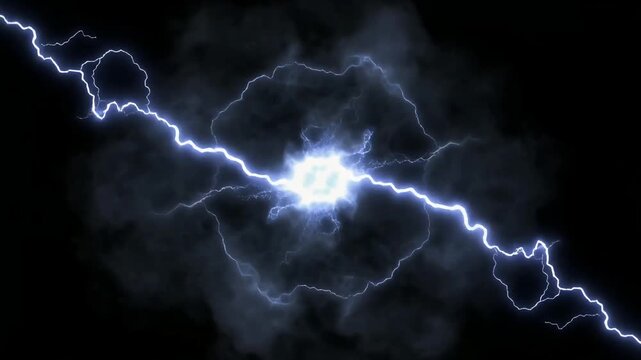 Dynamic Electrical Discharge and Plasma Energy Effects on a Black Background.