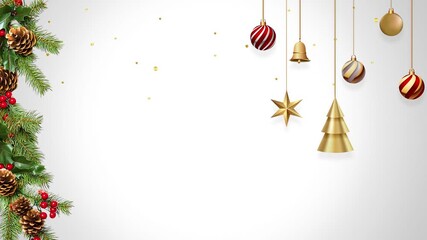 White christmas background with christmas tree and decorations - Powered by Adobe