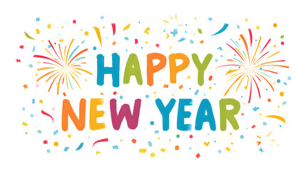 Colorful vector illustration of Happy New Year typography