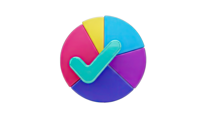 Pie Chart with Checkmark Symbol: Success and Approval Concept