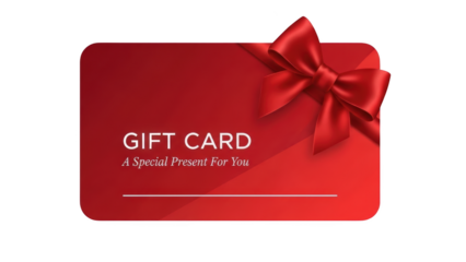 Gift card with red bow on white background presents special offer