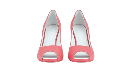 Pink Peep-Toe Heels Isolated on White Background