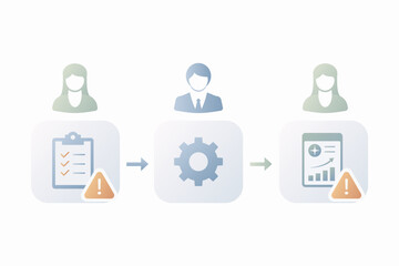 Business workflow approval process infographic with task review execution and reporting