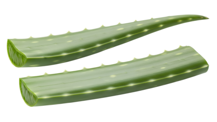 Two slices aloe vera, white background isolated