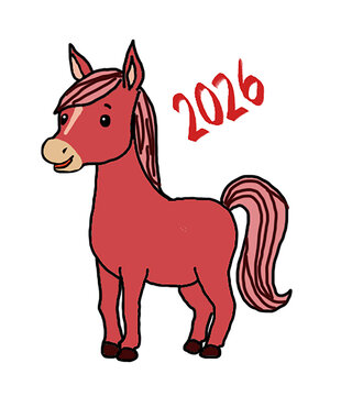 2026년 새해 붉은 말 손그림