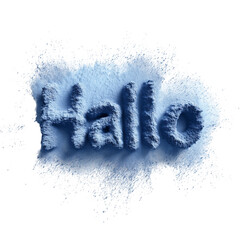 Hallo made of compressed pastel dust particles isolated on transparent background
