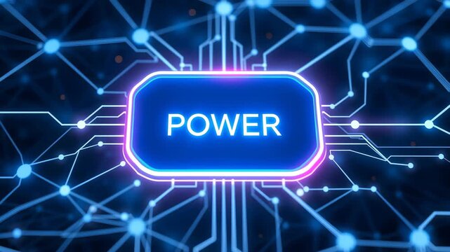 Animation of Neural Network Abstract Artificial Intelligence, power Button of AI. Deep-learning modern computer Technologies, Abstract futuristic Electronic digital Animation and big data concept.