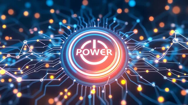 Animation of Neural Network Abstract Artificial Intelligence, power Button of AI. Deep-learning modern computer Technologies, Abstract futuristic Electronic digital Animation and big data concept.