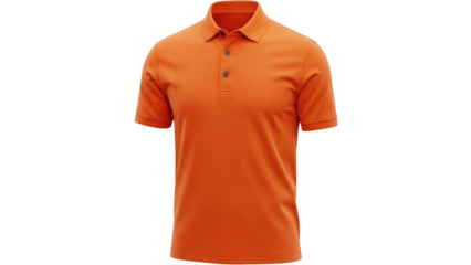 Vibrant orange polo shirt on display against a white background for lifestyle and fashion purposes.