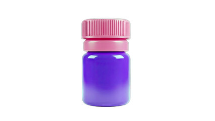 Purple Bottle with Pink Cap Isolated on White Background