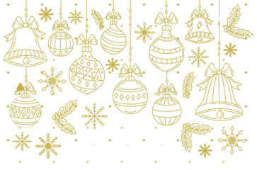 Cute Christmas pictures on a white background. Christmas hand drawn. Christmas vector clicks.