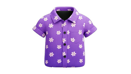 Purple Floral Shirt Isolated on White Background