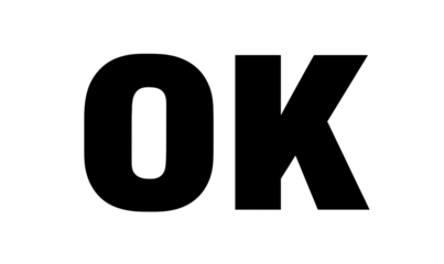 OK in bold black sans serif lettering perfectly balanced isolated on transparent background
