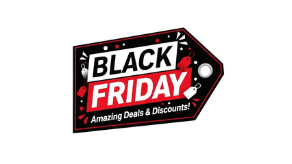 Black Friday sale label with amazing deals and discounts on a price tag