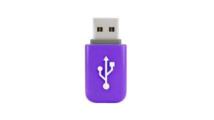 Purple USB Flash Drive Isolated on White Background