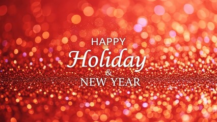 Vibrant holiday greeting with sparkling red background and lights