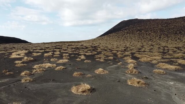 Volcanic desert landscape of Ura Sabaku on Mount Mihara, Izu Oshima Island, Japan
