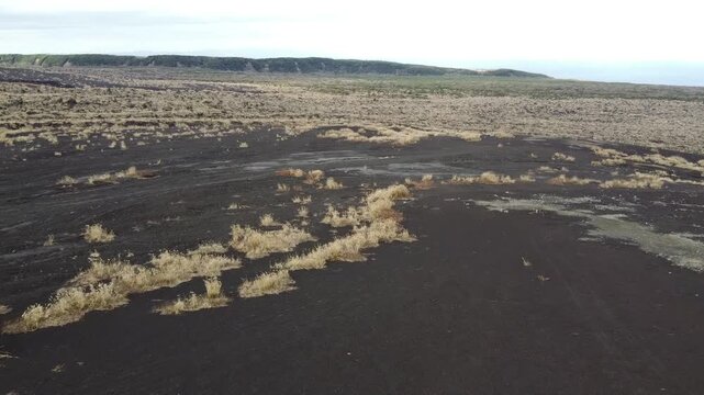 Volcanic desert landscape of Ura Sabaku on Mount Mihara, Izu Oshima Island, Japan
