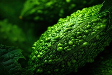 Macro Close Up of Green Bitter Melon Texture