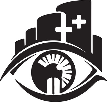Black outline icons pack of optometrist tools, chart, drops, and doctor symbols
