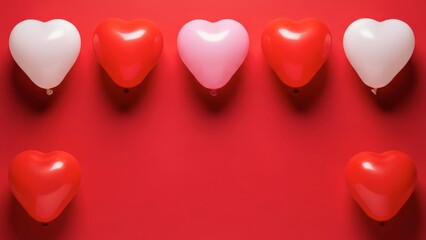Heart shaped balloons in red white and pink for Valentine's Day