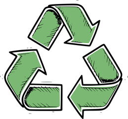 Fototapeta premium Hand drawn recycling symbol icon