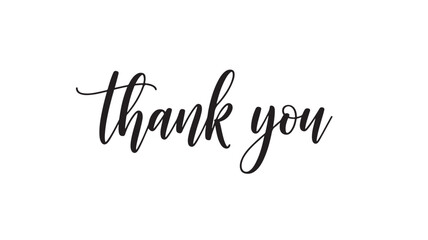 Fototapeta premium Elegant Thank You Calligraphy Text Isolated on White Background - Minimalist Handwritten Script for Greeting Cards