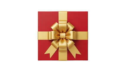 A luxurious red gift box adorned with a golden bow is beautifully presented on a white background.