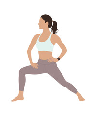 Flat vector people and illustration, woman with sport exercise outfit