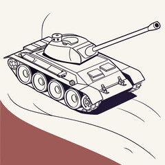 Illustrated tank on a landscape © Mamun