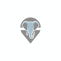 Elephant Head in a Location Pin Logo Design.