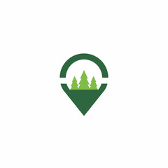 Green Forest Location Pin Icon Nature Symbol.