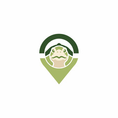 Turtle Location Pin Logo Design.