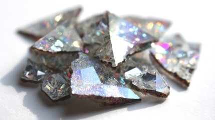 Colorful Iridescent Triangular Glass Pieces